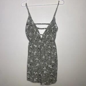 Garage Sundress Women's M Floral Green Khaki w/ Built-In Shorts Summer Casual